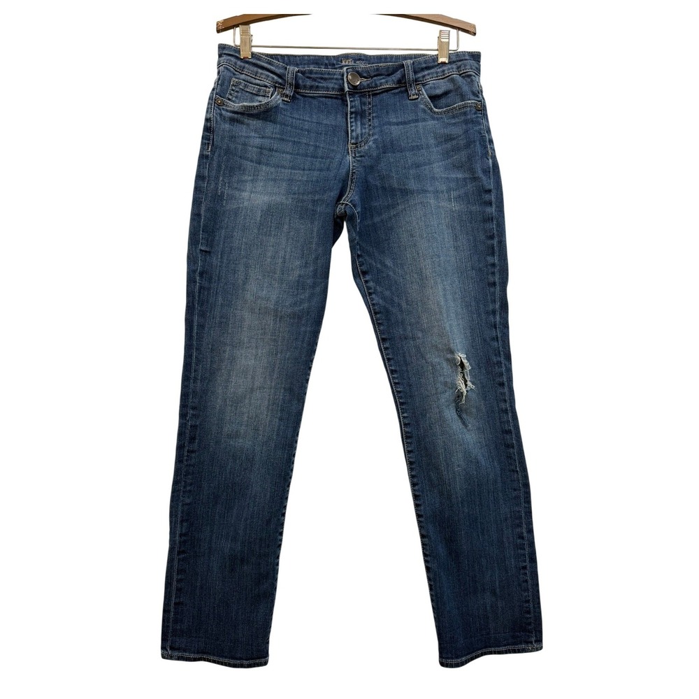 Kut from the Kloth Catherine Boyfriend Jeans Medium Wash Distressed Size 8 - Picture 4 of 10
